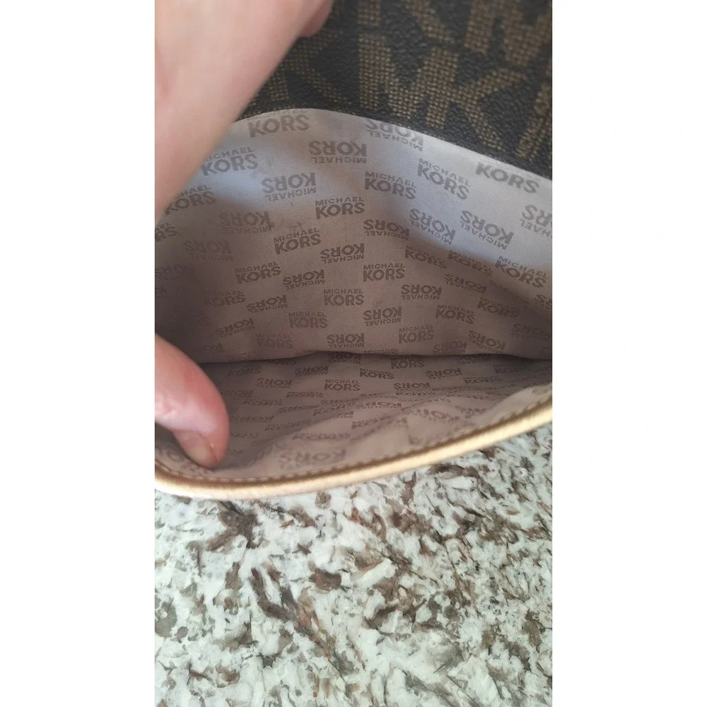 Michael Kors Crossbody Bag Brown Saffiano Leather Medium Purse Handbag‎